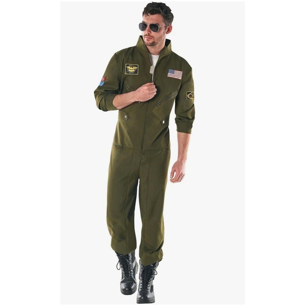 Morph Fun Shack Flight Suit Costume for Men, Only Air Force Jumpsuit, Small